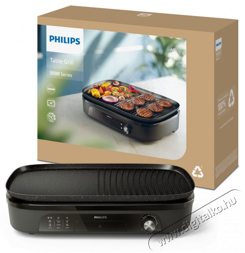 PHILIPS Series 3000 HD6210/90 fekete asztali grill Konyhai term&eacute;kek - Konyhai kisg&eacute;p (s&uuml;t&eacute;s / főz&eacute;s / hűt&eacute;s / &eacute;telk&eacute;sz&iacute;t&eacute;s) - Kontakt grill s&uuml;tő / s&uuml;tőlap - 503097