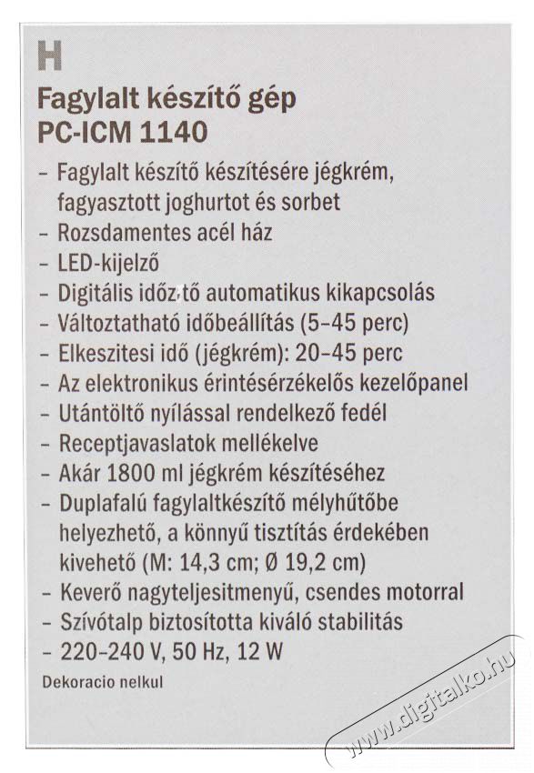 Proficook PC-ICM 1140 fagylalt k&eacute;sz&iacute;tő Konyhai term&eacute;kek - Konyhai kisg&eacute;p (s&uuml;t&eacute;s / főz&eacute;s / hűt&eacute;s / &eacute;telk&eacute;sz&iacute;t&eacute;s) - Fagylaltk&eacute;sz&iacute;tő g&eacute;p - 347998