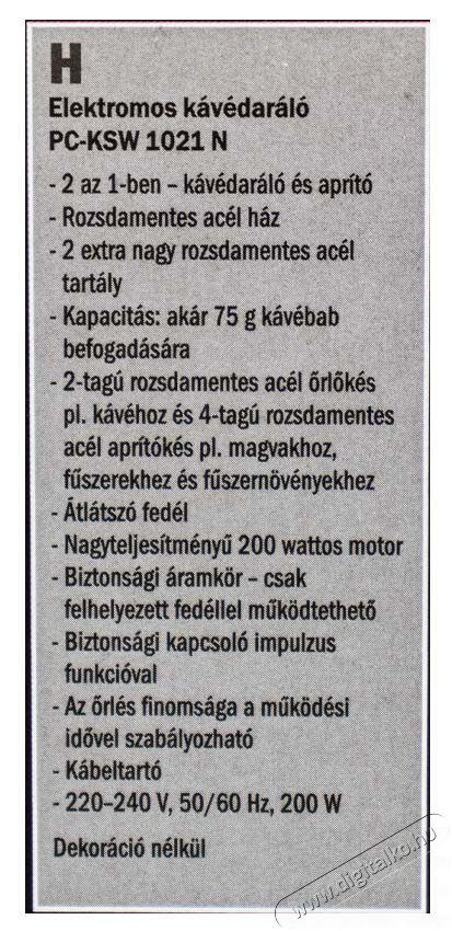 Proficook PC-KSW 1021 k&aacute;v&eacute;dar&aacute;l&oacute; Konyhai term&eacute;kek - K&aacute;v&eacute;főző / k&aacute;v&eacute;&ouml;rlő / kieg&eacute;sz&iacute;tő - K&aacute;v&eacute;dar&aacute;l&oacute; / őrlő - 348001
