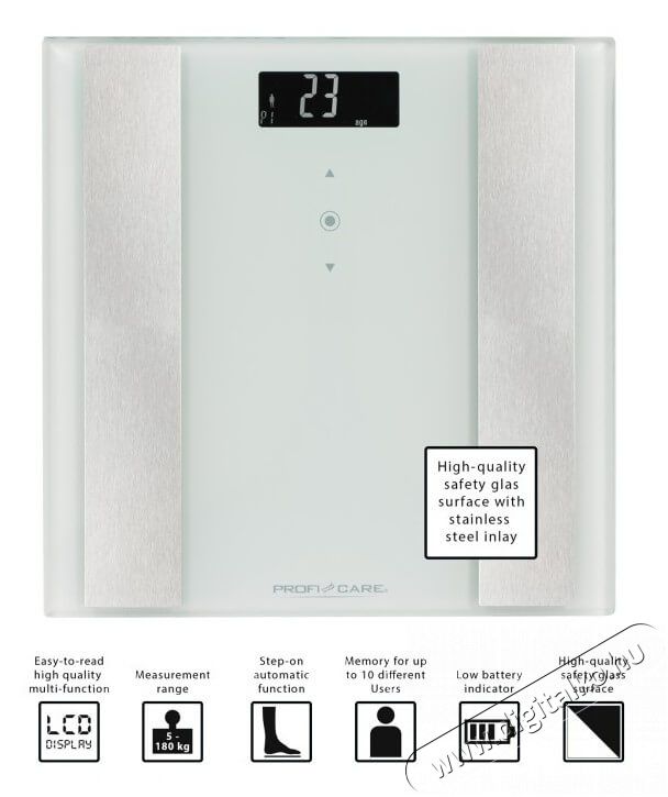 ProfiCare PC-PW 3007 szem&eacute;lym&eacute;rleg - feh&eacute;r Sz&eacute;ps&eacute;g&aacute;pol&aacute;s / Eg&eacute;szs&eacute;g - M&eacute;rleg - Szem&eacute;ly m&eacute;rleg - 347981