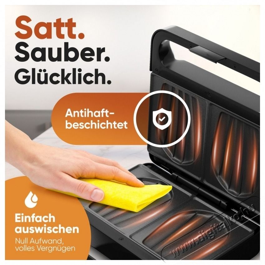 Proficook PC-ST 1297 szendvics keny&eacute;rpir&iacute;t&oacute; rozsdamentes ac&eacute;l Konyhai term&eacute;kek - Konyhai kisg&eacute;p (s&uuml;t&eacute;s / főz&eacute;s / hűt&eacute;s / &eacute;telk&eacute;sz&iacute;t&eacute;s) - Melegszendvics / gofri s&uuml;tő - 531150