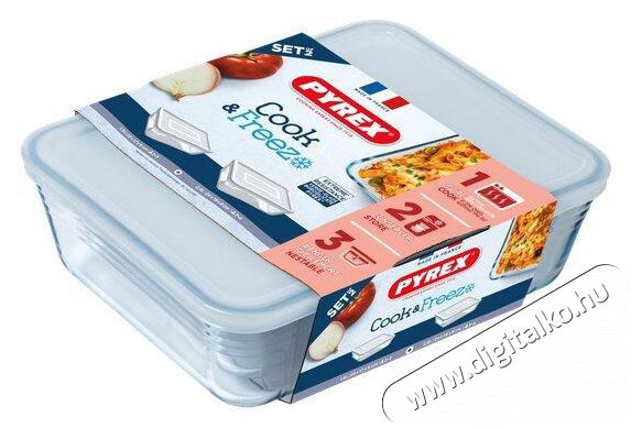 PYREX 912S951/7646 &Eacute;telt&aacute;rol&oacute; doboz szett, 1,5 + 2,6 l, 2 db Konyhai term&eacute;kek - Ed&eacute;ny - &Eacute;telt&aacute;rol&oacute; - 529910