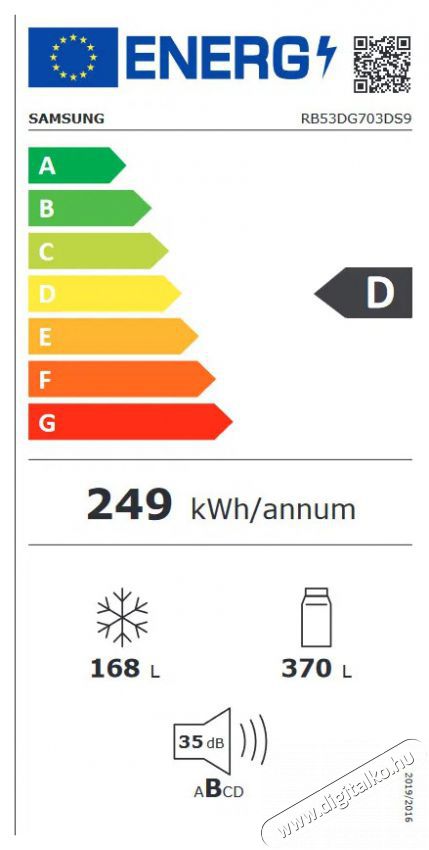 SAMSUNG RB53DG703DS9EO alulfagyaszt&oacute;s hűtőszekr&eacute;ny Konyhai term&eacute;kek - Hűtő, fagyaszt&oacute; (szabadon&aacute;ll&oacute;) - Alulfagyaszt&oacute;s kombin&aacute;lt hűtő - 502666