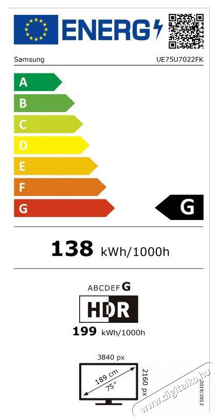 SAMSUNG UE75U7022FKXXH 189cm-es Crystal UHD 4K Smart TV Telev&iacute;zi&oacute;k - LED telev&iacute;zi&oacute; - UHD 4K felbont&aacute;s&uacute; - 506143