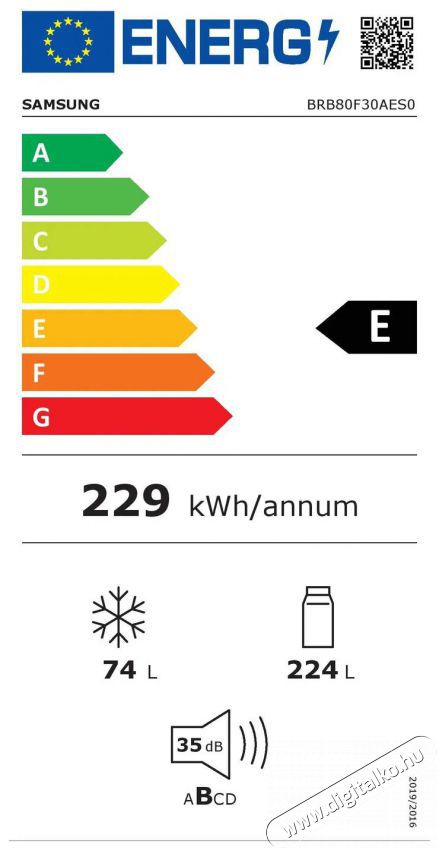 SAMSUNG BRB80F30AES0EO Konyhai term&eacute;kek - Hűtő, fagyaszt&oacute; (be&eacute;p&iacute;thető) - Alulfagyaszt&oacute;s kombin&aacute;lt hűtő - 509573