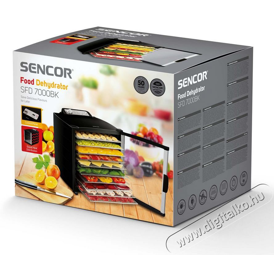 Sencor SFD 7000BK Aszal&oacute;g&eacute;p - fekete Konyhai term&eacute;kek - Konyhai kisg&eacute;p (s&uuml;t&eacute;s / főz&eacute;s / hűt&eacute;s / &eacute;telk&eacute;sz&iacute;t&eacute;s) - Gy&uuml;m&ouml;lcsaszal&oacute; - 351995