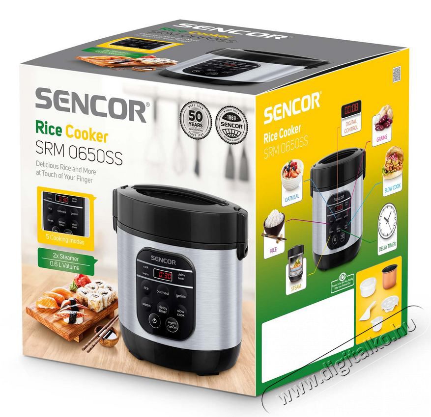 Sencor SRM 0650SS t&ouml;bbfunkci&oacute;s rizsfőző Konyhai term&eacute;kek - Konyhai kisg&eacute;p (s&uuml;t&eacute;s / főz&eacute;s / hűt&eacute;s / &eacute;telk&eacute;sz&iacute;t&eacute;s) - Rizsfőző - 353316