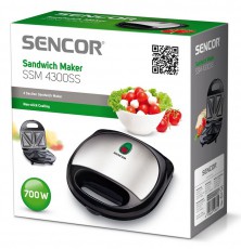 Sencor SSM 4300SS Szendvicss&uuml;tő - fekete/ac&eacute;l Konyhai term&eacute;kek - Konyhai kisg&eacute;p (s&uuml;t&eacute;s / főz&eacute;s / hűt&eacute;s / &eacute;telk&eacute;sz&iacute;t&eacute;s) - Melegszendvics / gofri s&uuml;tő - 274778