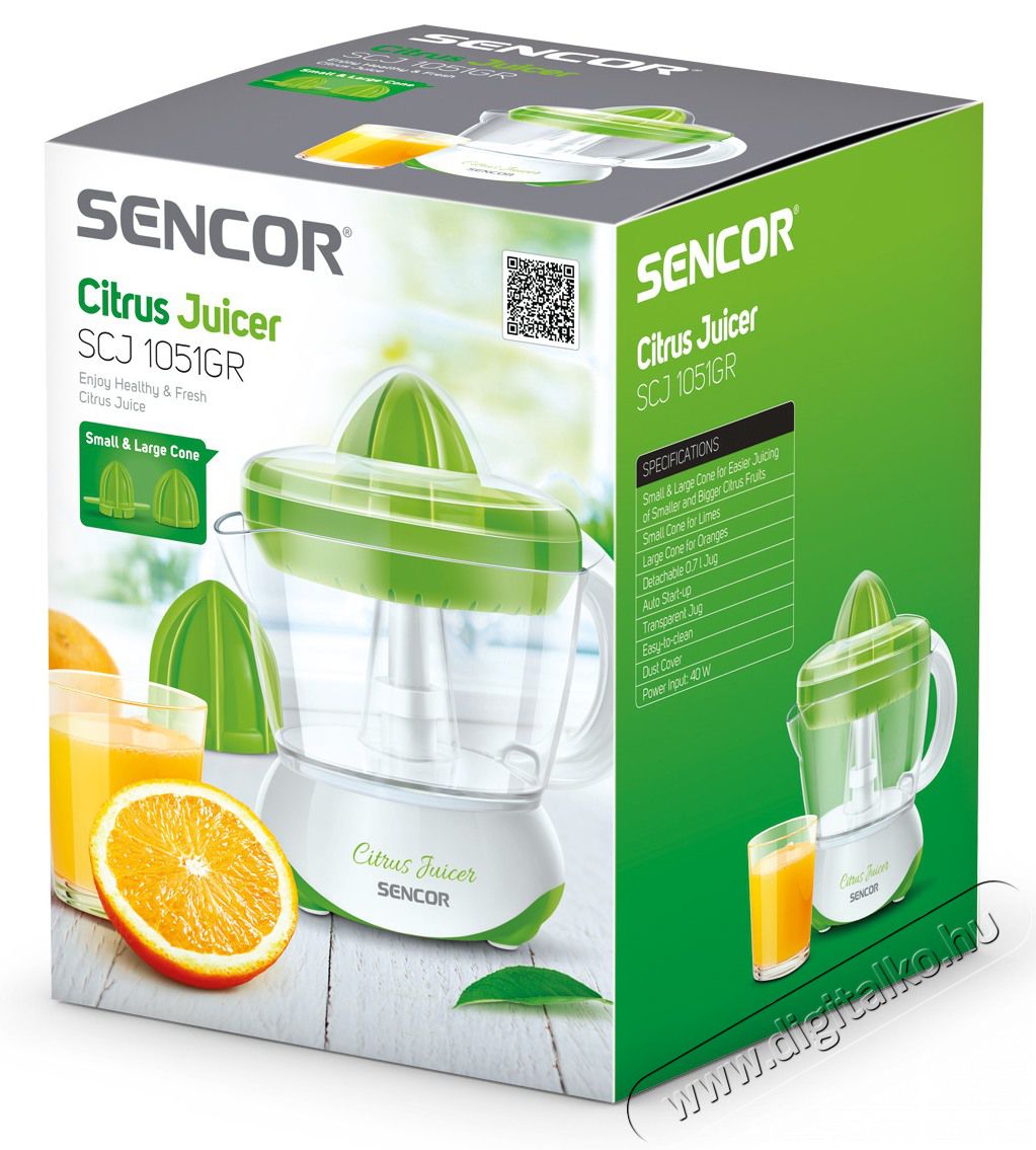 Sencor SCJ 1051GR citrusfacsar&oacute; Konyhai term&eacute;kek - Konyhai kisg&eacute;p (elők&eacute;sz&iacute;t&eacute;s / feldolgoz&aacute;s) - Citrus / gy&uuml;m&ouml;lcs facsar&oacute; - 300435