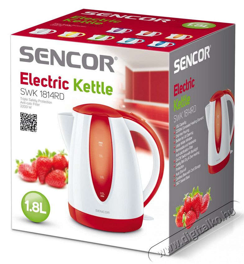 Sencor SWK 1814RD V&iacute;zforral&oacute; - feh&eacute;r/piros Konyhai term&eacute;kek - V&iacute;zforral&oacute; / teafőző - 274722