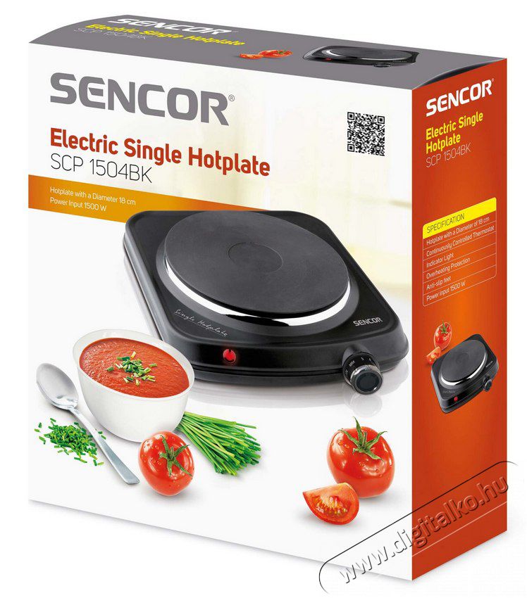 Sencor SCP 1504BK-EUE4 elektromos főzőlap - fekete Konyhai term&eacute;kek - S&uuml;tő-főzőlap, tűzhely (szabadon&aacute;ll&oacute;) - Elektromos főzőlap (szabadon&aacute;ll&oacute;) - 371786