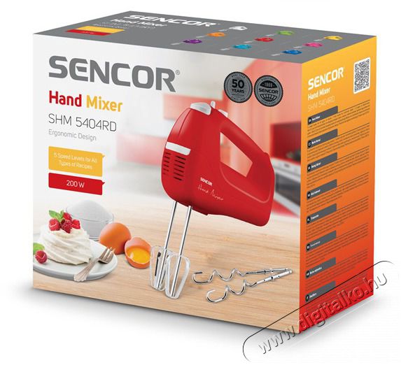 Sencor SHM 5404RD K&eacute;zi mixer Konyhai term&eacute;kek - Konyhai kisg&eacute;p (elők&eacute;sz&iacute;t&eacute;s / feldolgoz&aacute;s) - K&eacute;zi mixer - 400680