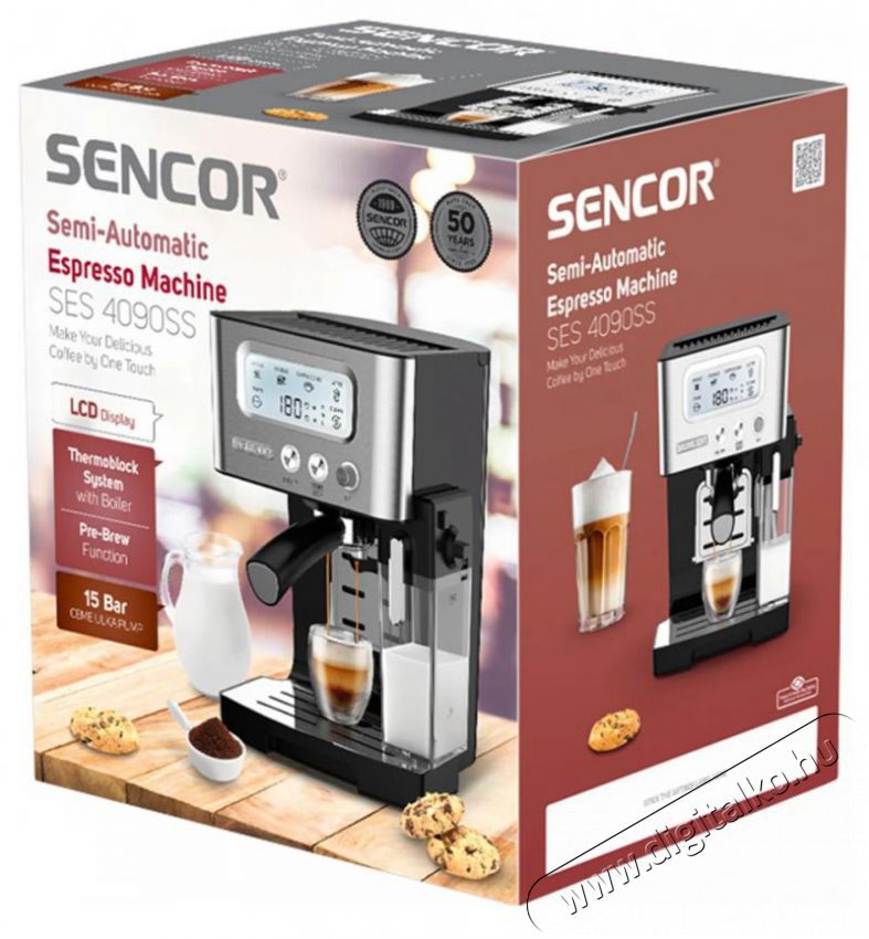 Sencor SES 4090SS Espresso k&aacute;v&eacute;főző Konyhai term&eacute;kek - K&aacute;v&eacute;főző / k&aacute;v&eacute;&ouml;rlő / kieg&eacute;sz&iacute;tő - Pressz&oacute; k&aacute;v&eacute;főző - 476531