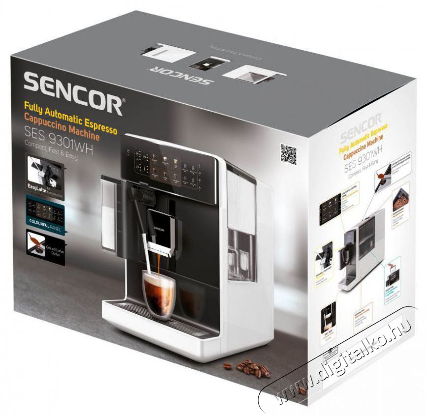 Sencor SES 9301WH Automatic Espresso k&aacute;v&eacute;főző Konyhai term&eacute;kek - K&aacute;v&eacute;főző / k&aacute;v&eacute;&ouml;rlő / kieg&eacute;sz&iacute;tő - Automata k&aacute;v&eacute;főző - 493376
