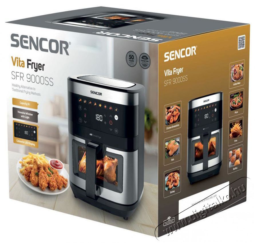 Sencor SFR 9000SS Forr&oacute;levegős fritőz Konyhai term&eacute;kek - Konyhai kisg&eacute;p (s&uuml;t&eacute;s / főz&eacute;s / hűt&eacute;s / &eacute;telk&eacute;sz&iacute;t&eacute;s) - L&eacute;gkever&eacute;ses főzőg&eacute;p / elektromos kukta / multifunkci&oacute;s s&uuml;tő - 526736