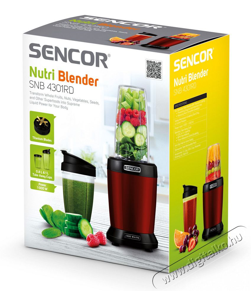 Sencor SNB 4301RD Nutridrink mixer Konyhai term&eacute;kek - Konyhai kisg&eacute;p (elők&eacute;sz&iacute;t&eacute;s / feldolgoz&aacute;s) - Turmixg&eacute;p - 308234