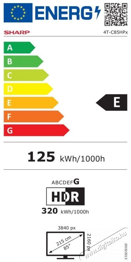 SHARP 85HP5265E 215cm-es 4K Ultra HD QLED Google TV Telev&iacute;zi&oacute;k - LED telev&iacute;zi&oacute; - UHD 4K felbont&aacute;s&uacute; - 531444