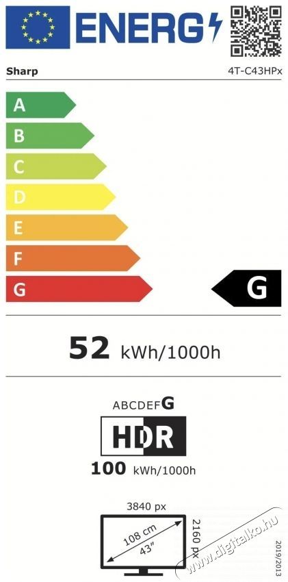 SHARP 43HP6265E 108cm-es 4K Ultra HD QLED Google TV Telev&iacute;zi&oacute;k - LED telev&iacute;zi&oacute; - UHD 4K felbont&aacute;s&uacute; - 530960