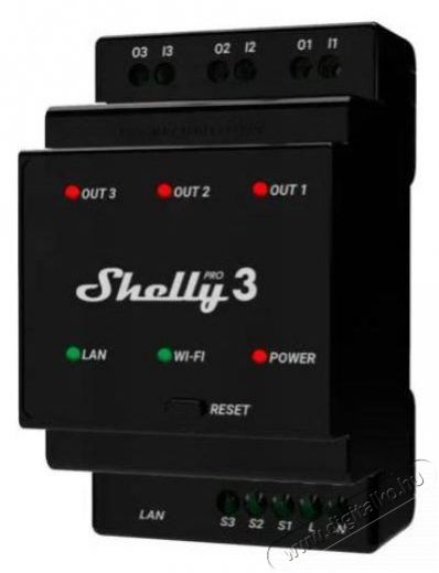 SHELLY Pro 3, kapcsol&oacute;modul DIN-s&iacute;nre, 3&times;16 A, WiFi, LAN &Uacute;jdons&aacute;gok - &Uacute;j term&eacute;kek - 521487