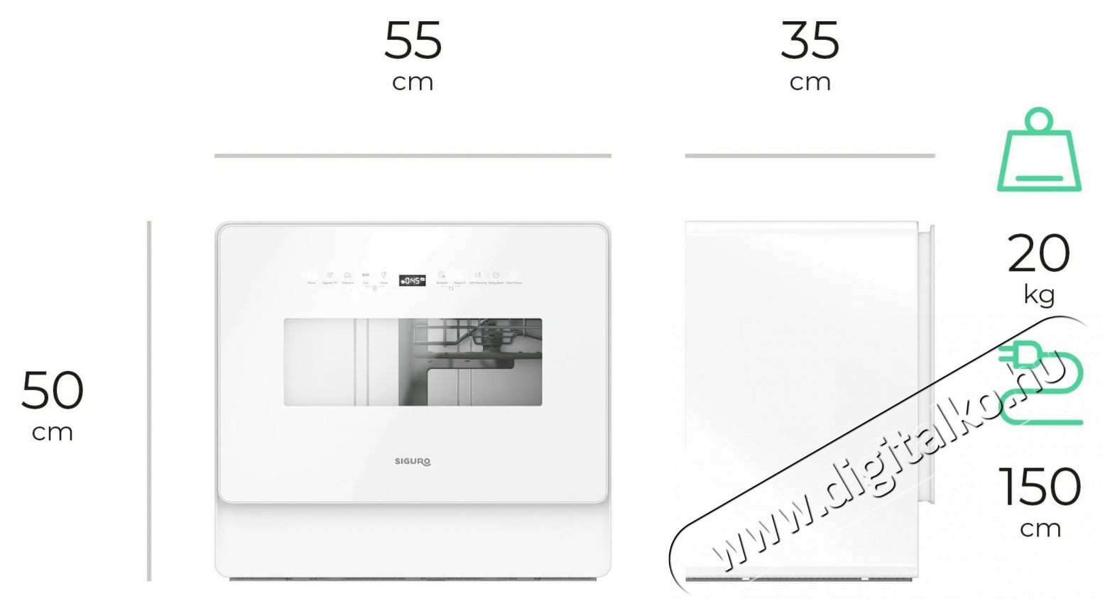 Siguro SGR-DW-T352W Compact Wash Mosogat&oacute;g&eacute;p Konyhai term&eacute;kek - Mosogat&oacute;g&eacute;p - Norm&aacute;l (60cm) szabadon&aacute;ll&oacute; mosogat&oacute;g&eacute;p - 499766