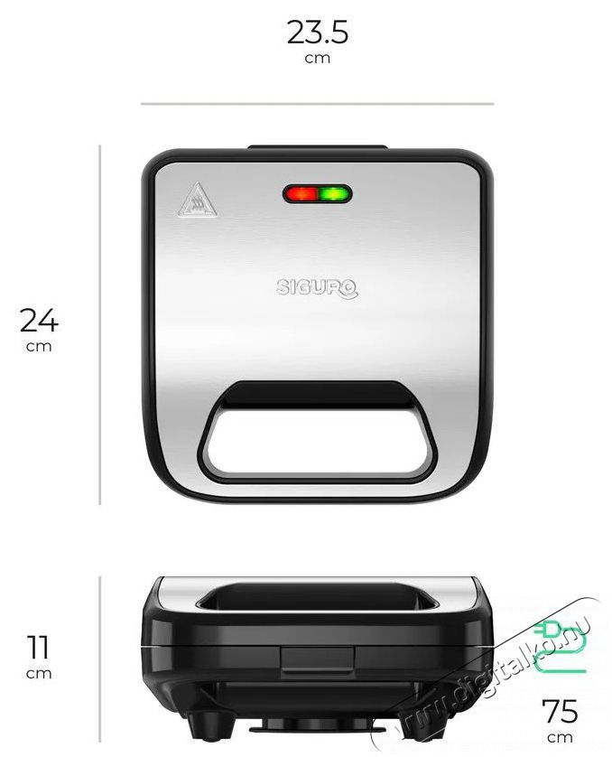 Siguro SM-A200SU Golden Toast 3in1 Konyhai term&eacute;kek - Konyhai kisg&eacute;p (s&uuml;t&eacute;s / főz&eacute;s / hűt&eacute;s / &eacute;telk&eacute;sz&iacute;t&eacute;s) - Melegszendvics / gofri s&uuml;tő - 504870