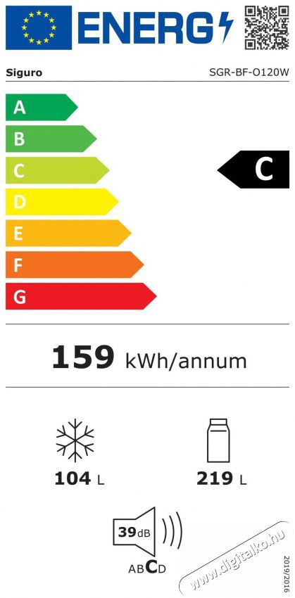 Siguro BF-O120W Ideal Konyhai term&eacute;kek - Hűtő, fagyaszt&oacute; (szabadon&aacute;ll&oacute;) - Alulfagyaszt&oacute;s kombin&aacute;lt hűtő - 509312
