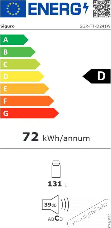 Siguro TT-D241W Essentials Konyhai term&eacute;kek - Hűtő, fagyaszt&oacute; (szabadon&aacute;ll&oacute;) - Fagyaszt&oacute; n&eacute;lk&uuml;li hűtő - 509290