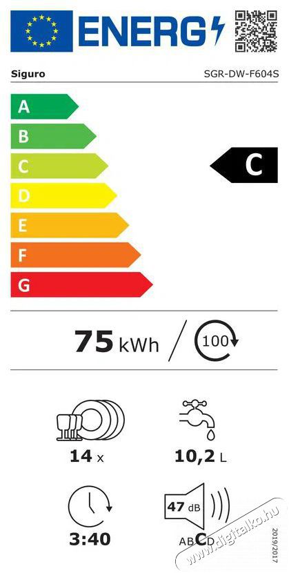 Siguro DW-F604S Efficlean Konyhai term&eacute;kek - Mosogat&oacute;g&eacute;p - Norm&aacute;l (60cm) be&eacute;p&iacute;thető mosogat&oacute;g&eacute;p - 520592