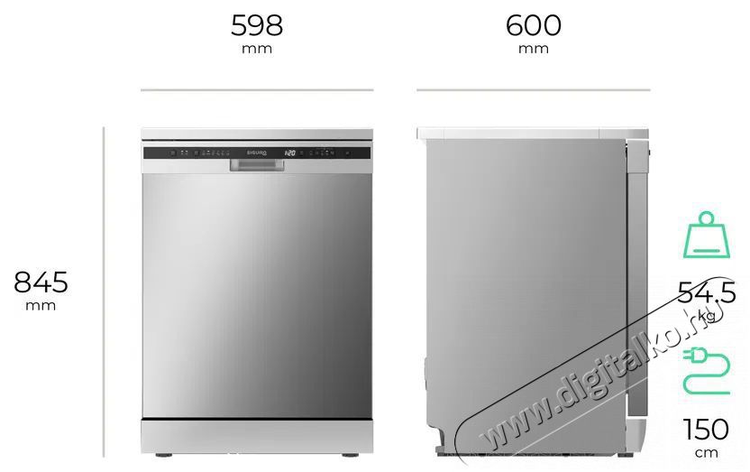 Siguro DW-F604S Efficlean Konyhai term&eacute;kek - Mosogat&oacute;g&eacute;p - Norm&aacute;l (60cm) be&eacute;p&iacute;thető mosogat&oacute;g&eacute;p - 520592