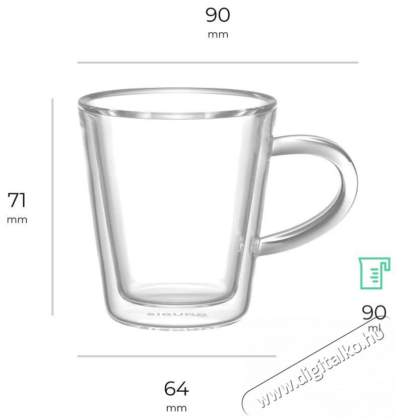 Siguro Espresso duplafal&uacute; &uuml;vegpoh&aacute;r, 90 ml, 6 db Konyhai term&eacute;kek - K&aacute;v&eacute;főző / k&aacute;v&eacute;&ouml;rlő / kieg&eacute;sz&iacute;tő - K&aacute;v&eacute;s poh&aacute;r / cs&eacute;sze - 526053