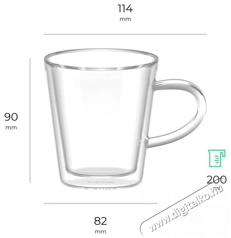 Siguro Lungo duplafal&uacute; &uuml;vegpoh&aacute;r, 200 ml, 2 db Konyhai term&eacute;kek - K&aacute;v&eacute;főző / k&aacute;v&eacute;&ouml;rlő / kieg&eacute;sz&iacute;tő - K&aacute;v&eacute;s poh&aacute;r / cs&eacute;sze - 526057
