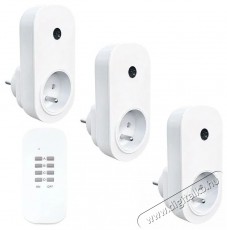 Solight T&aacute;vir&aacute;ny&iacute;t&oacute;s konnektor szett, 3 + 1, 3 konnektor, 1 t&aacute;vir&aacute;ny&iacute;t&oacute; H&aacute;ztart&aacute;s / Otthon / K&uuml;lt&eacute;r - Okos otthon - Okos konnektor - 520656