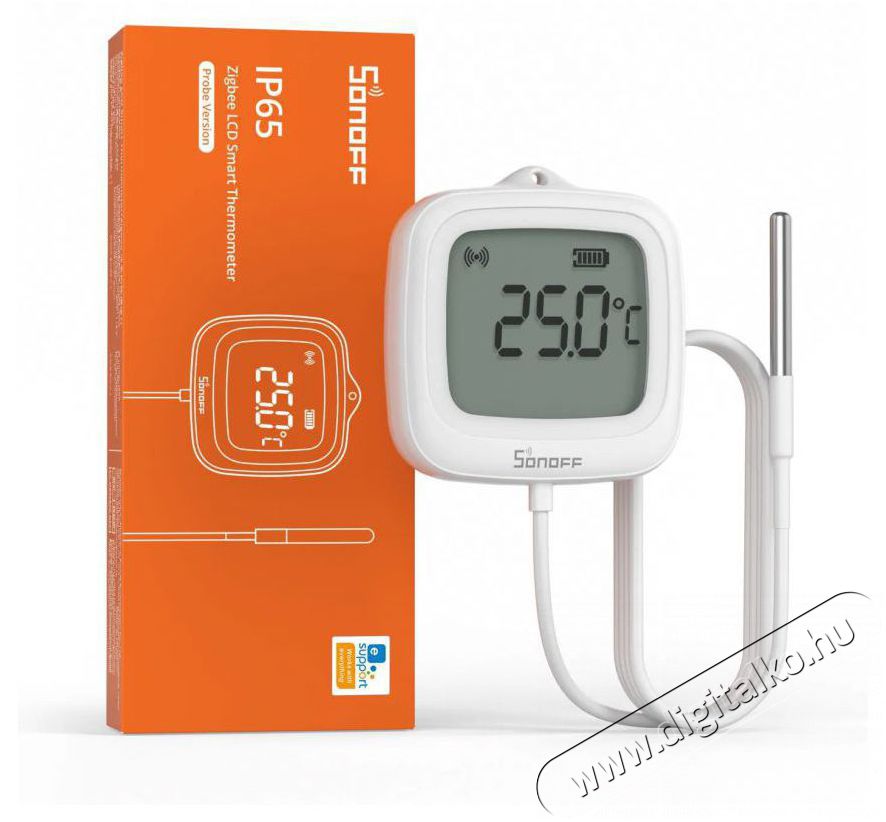 SONOFF IP65 Zigbee LCD Smart Thermometer (Probe Version) SNZB-02LD H&aacute;ztart&aacute;s / Otthon / K&uuml;lt&eacute;r - Lak&aacute;sfelszerel&eacute;s - Hőm&eacute;rő / barom&eacute;ter - 519776