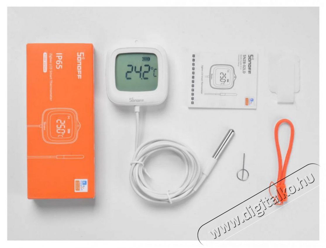 SONOFF IP65 Zigbee LCD Smart Thermometer (Probe Version) SNZB-02LD H&aacute;ztart&aacute;s / Otthon / K&uuml;lt&eacute;r - Lak&aacute;sfelszerel&eacute;s - Hőm&eacute;rő / barom&eacute;ter - 519776