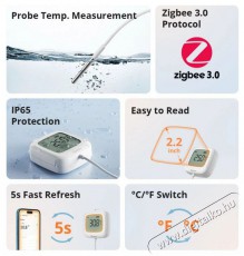 SONOFF IP65 Zigbee LCD Smart Thermometer (Probe Version) SNZB-02LD H&aacute;ztart&aacute;s / Otthon / K&uuml;lt&eacute;r - Lak&aacute;sfelszerel&eacute;s - Hőm&eacute;rő / barom&eacute;ter - 519776