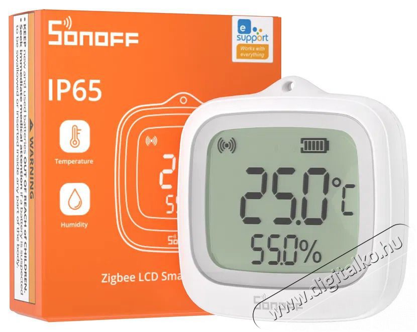 SONOFF IP65 Zigbee LCD Smart Temperature Humidity Sensor SNZB-02WD H&aacute;ztart&aacute;s / Otthon / K&uuml;lt&eacute;r - Okos otthon - Kieg&eacute;sz&iacute;tő - 520662