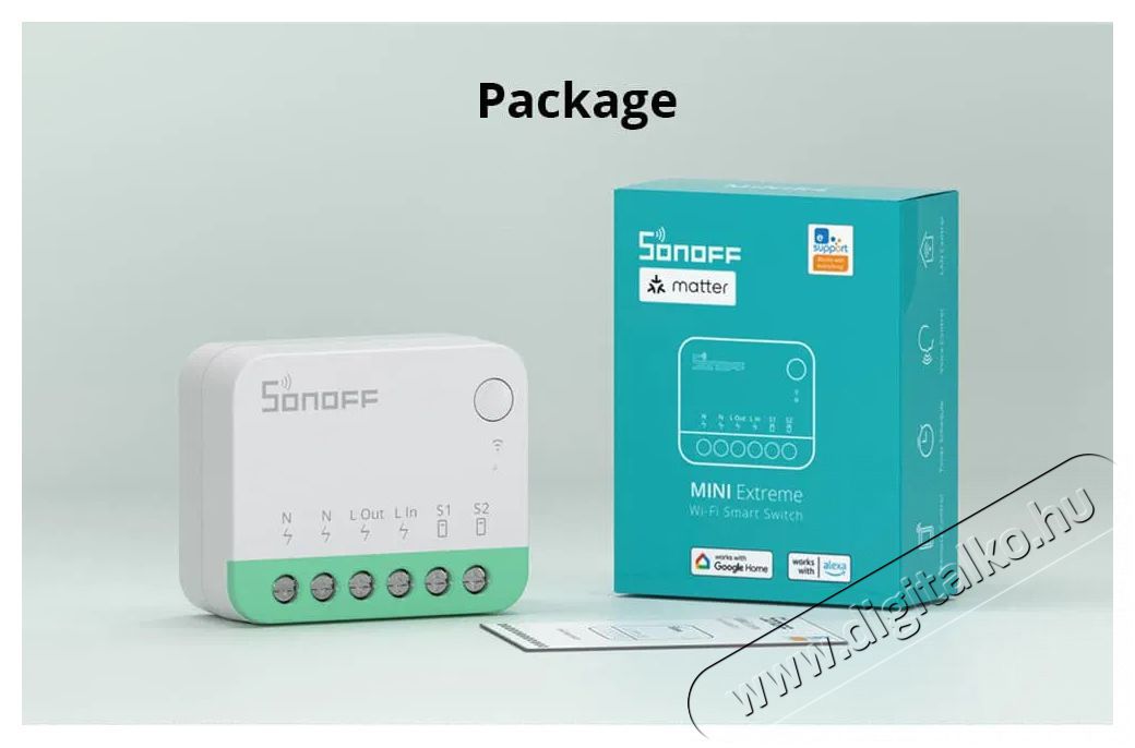 SONOFF MINI Extreme WiFi Smart Switch (Matter) H&aacute;ztart&aacute;s / Otthon / K&uuml;lt&eacute;r - Okos otthon - Kieg&eacute;sz&iacute;tő - 520673