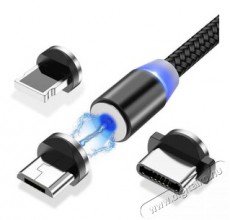 Stansson 1m 3in1 m&aacute;gneses fejű microUSB/Type-C/Lightning fonott k&aacute;bel Mobil / Kommunik&aacute;ci&oacute; / Smart - Mobiltelefon kieg&eacute;sz&iacute;tő / tok - K&aacute;bel / &aacute;talak&iacute;t&oacute; - 387136
