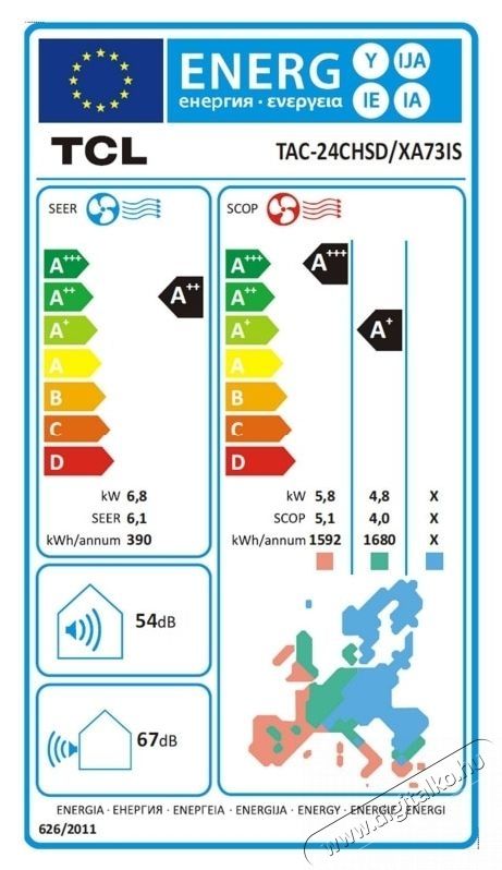 TCL Elite XA73 TAC-24CHSD/XA73IS Kl&iacute;ma, WiFi, 24000 BTU, A++ energiaoszt&aacute;ly, inverter, gyors hűt&eacute;s, ECO funkci&oacute;, I-Feel, alv&oacute; &uuml;zemm&oacute;d, 24 &oacute;r&aacute;s időz&iacute;tő, 3D l&eacute;g&aacute;raml&aacute;s H&aacute;ztart&aacute;s / Otthon / K&uuml;lt&eacute;r - Ventil&aacute;tor / L&eacute;gkondicion&aacute;l&oacute; - Split kl&iacute;ma - 537425