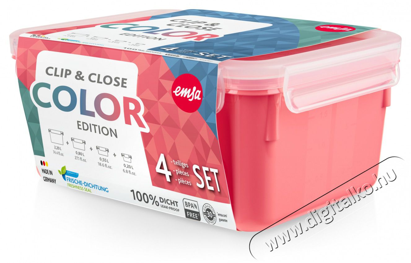 Tefal N1030910 4db-os t&aacute;rol&oacute;doboz szett piros Konyhai term&eacute;kek - Ed&eacute;ny - &Eacute;telt&aacute;rol&oacute; - 465219