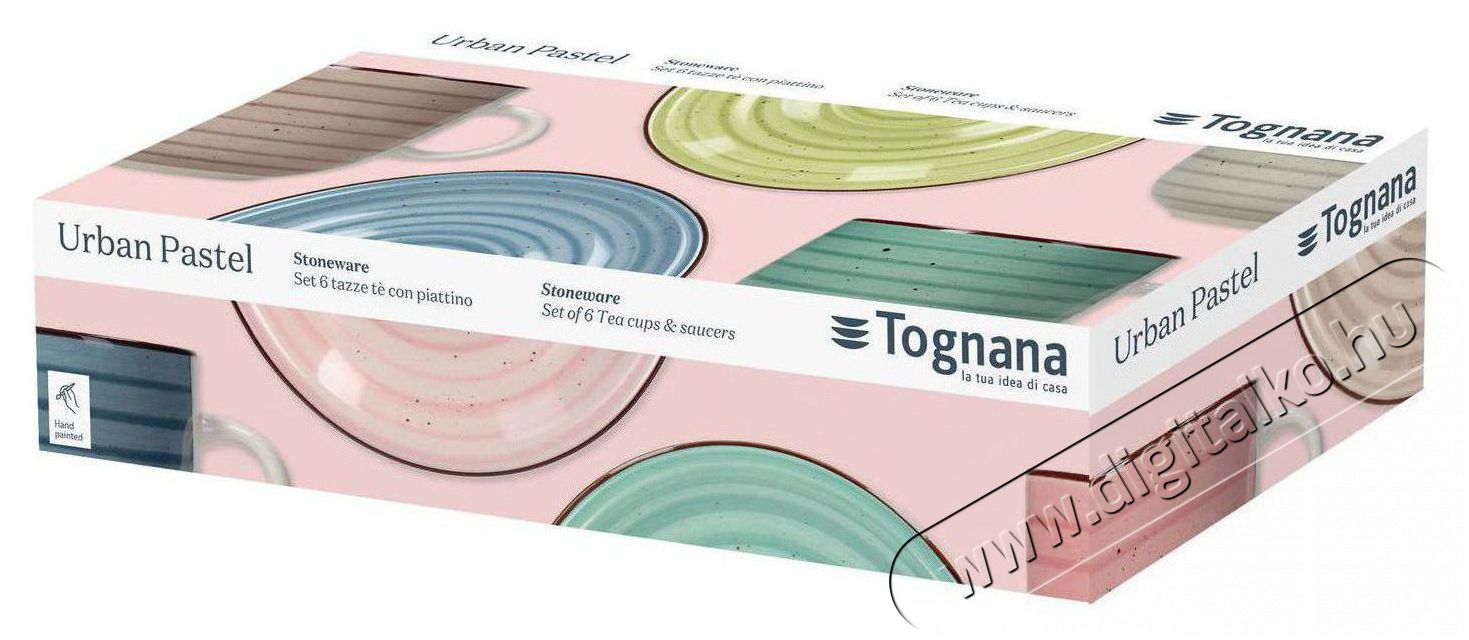 Tognana URBAN PASTEL te&aacute;scs&eacute;szek&eacute;szlet cs&eacute;szealjjal, t&ouml;bbsz&iacute;nű, 6 db, 220 ml Konyhai term&eacute;kek - K&aacute;v&eacute;főző / k&aacute;v&eacute;&ouml;rlő / kieg&eacute;sz&iacute;tő - K&aacute;v&eacute;s poh&aacute;r / cs&eacute;sze - 505006