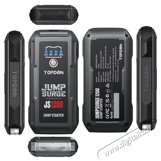 TOPDON Car Jump Starter JumpSurge 1200 ind&iacute;t&aacute;sr&aacute;seg&iacute;tő-powerbank Aut&oacute;hifi / Aut&oacute; felszerel&eacute;s - Aut&oacute;s / aut&oacute;hifi kieg&eacute;sz&iacute;tő - Aut&oacute; akkumul&aacute;tor t&ouml;ltő - 532352