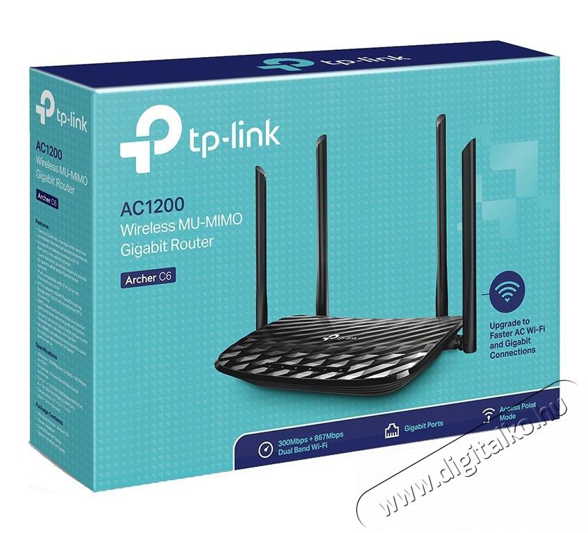 TP-LINK Archer C6 AC1200 (MU-MIMO) Dual-Band Wireless Router - fekete Iroda &eacute;s sz&aacute;m&iacute;t&aacute;stechnika - H&aacute;l&oacute;zat - Router - 353472