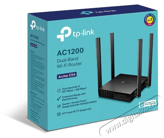 TP-LINK Archer C54 AC1200 4xFE LAN 1xFE WAN port Dual-Band Vezet&eacute;k n&eacute;lk&uuml;li Router Iroda &eacute;s sz&aacute;m&iacute;t&aacute;stechnika - H&aacute;l&oacute;zat - Router - 387237
