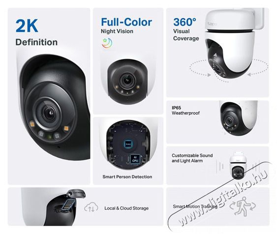 TP-LINK Tapo C510W 2K 3MP IP65 k&uuml;lt&eacute;ri forgathat&oacute; biztons&aacute;gi Wi-Fi kamera H&aacute;ztart&aacute;s / Otthon / K&uuml;lt&eacute;r - Biztons&aacute;gtechnika - Biztons&aacute;gi kamera - 477581