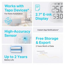 TP-LINK Tapo okos hőm&eacute;rs&eacute;k T315let &eacute;s p&aacute;ratartalom monitor &eacute;rz&eacute;kelő H&aacute;ztart&aacute;s / Otthon / K&uuml;lt&eacute;r - Okos otthon - Kieg&eacute;sz&iacute;tő - 477127