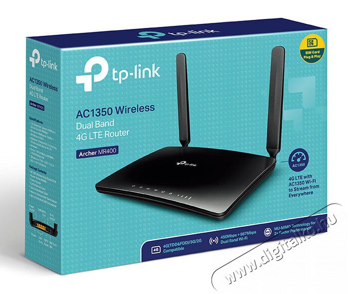 TP-LINK Archer MR400 AC1350 Wireless Dual Band 4G LTE Router Iroda &eacute;s sz&aacute;m&iacute;t&aacute;stechnika - H&aacute;l&oacute;zat - Router - 333516
