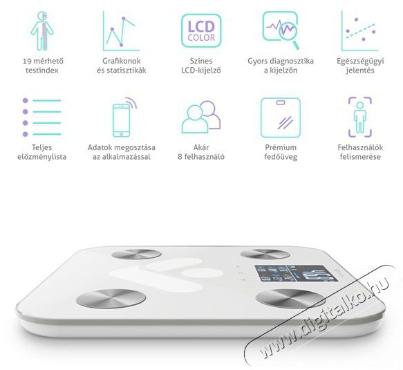 TRUELIFE FitScale W6 BT Bluetooth okosm&eacute;rleg Sz&eacute;ps&eacute;g&aacute;pol&aacute;s / Eg&eacute;szs&eacute;g - M&eacute;rleg - Szem&eacute;ly m&eacute;rleg - 480512