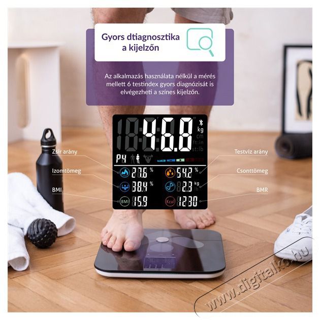 TRUELIFE FitScale W7 BT Black Bluetooth okosm&eacute;rleg Sz&eacute;ps&eacute;g&aacute;pol&aacute;s / Eg&eacute;szs&eacute;g - M&eacute;rleg - Szem&eacute;ly m&eacute;rleg - 480224
