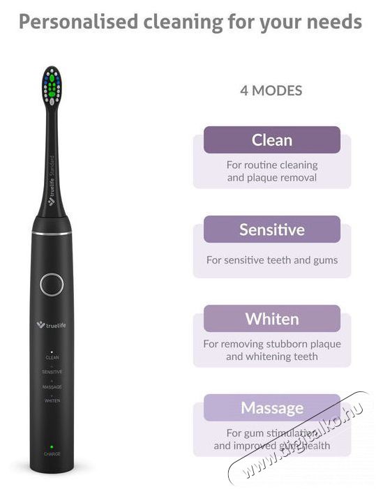 TRUELIFE SonicBrush Compact Black Elektromos fogkefe Sz&eacute;ps&eacute;g&aacute;pol&aacute;s / Eg&eacute;szs&eacute;g - Sz&aacute;j / fog &aacute;pol&aacute;s - Elektromos fogkefe - 526503